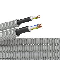 Труба гофрированная ПВХ д.20мм с кабелем РЭК ГОСТ+ ВВГнгLS 3*2.5 (100м) | код 9S920100 | DKC